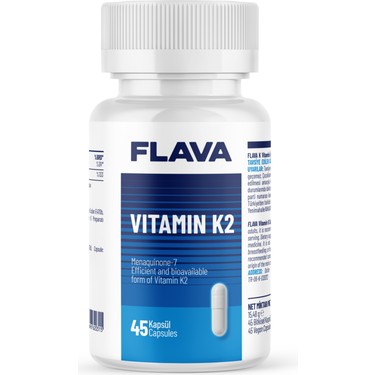 Flava Vitamin K2 (Menaquinone-7) 45 Capsules for Bone & Heart Health