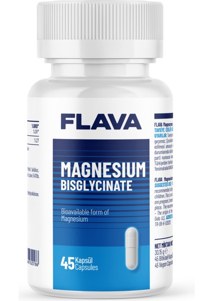 Flava High Absorption Magnesium Bisglycinate 45 Capsules for Optimal Sleep and Muscle Health