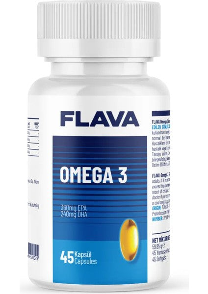Flava Omega 3 High Potency Fish Oil Supplement, 600mg EPA+DHA, 45 Softgel Capsules