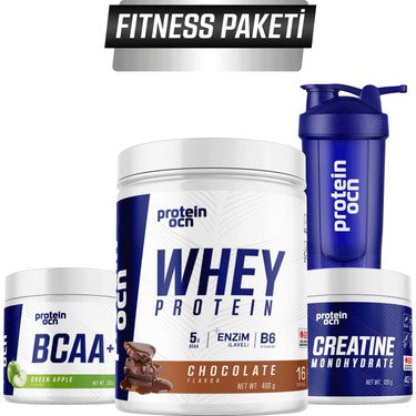 Proteinocean Ultimate Fitness Package: Chocolate Whey, BCAA+, Creatine, Shaker