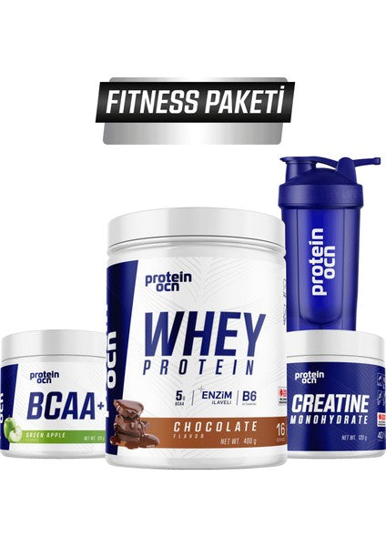 Proteinocean Ultimate Fitness Package: Chocolate Whey, BCAA+, Creatine, Shaker