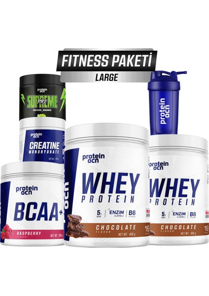 Proteinocean Large Fitness Pack: 2x 400g Chocolate Whey, BCAA, Creatine, Shaker