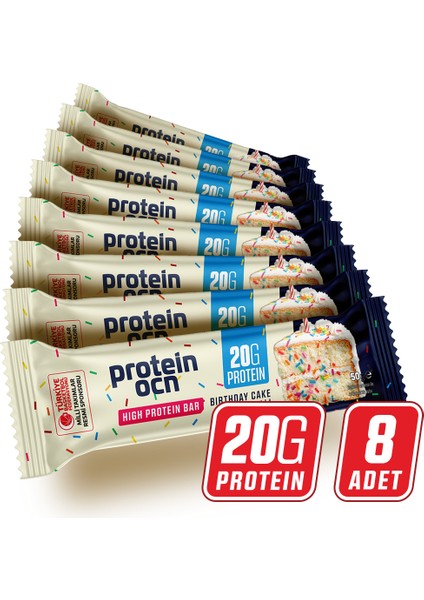 Proteinocean High Protein Low Sugar Birthday Cake Bars 50g 8-Pack Nutritional Snack