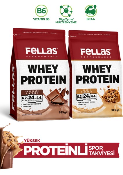 Fellas Performance Whey Protein Powder Trial Pack 525g - High Protein, BCAA, Vitamin B6