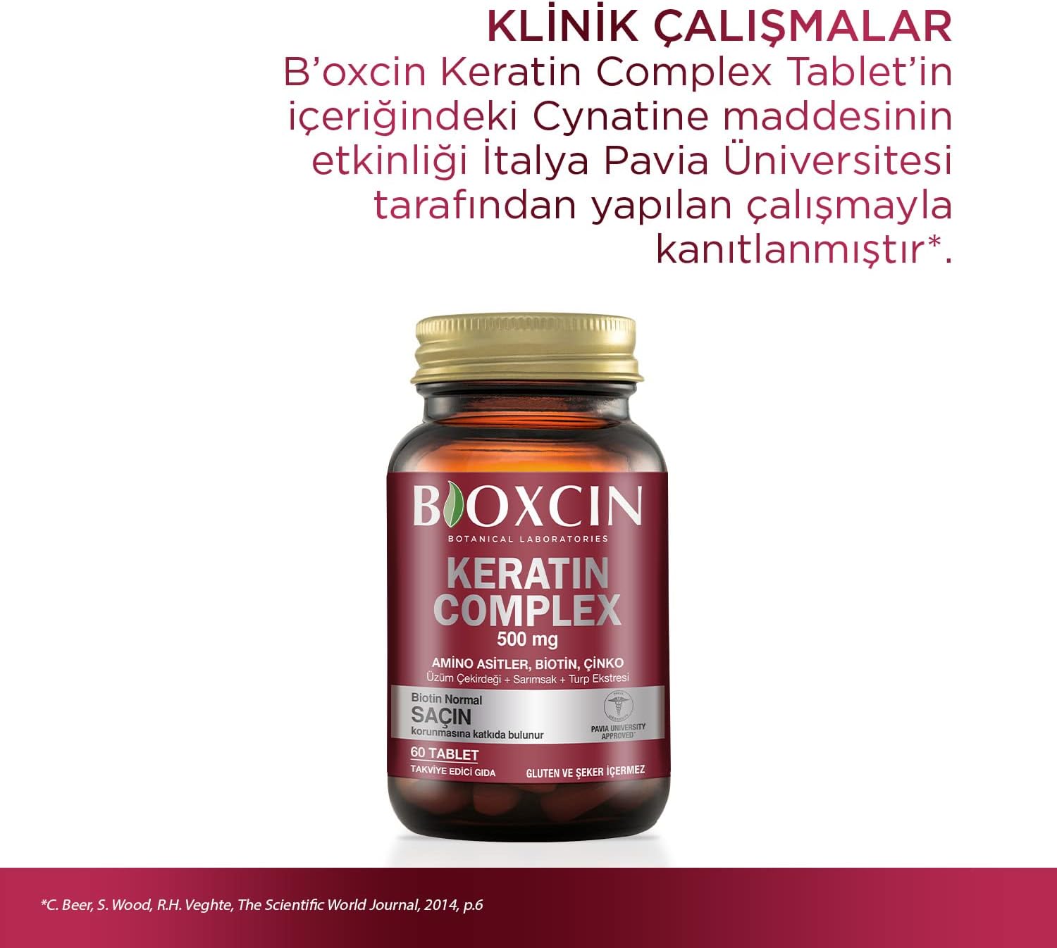 Bioxcin Forte Keratin Complex 500mg Hair Growth Supplement 60 Tablets Biotin Zinc