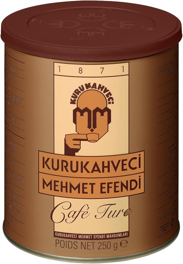 Premium Kurukahveci Mehmet Efendi Turkish Coffee 250g Tin - Authentic Ground Blend