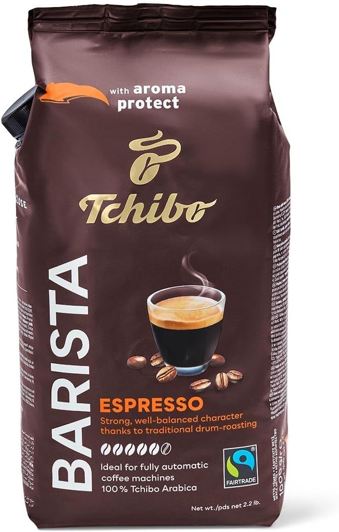 Tchibo Barista Espresso Whole Bean Coffee 1kg - Sustainable Arabica, Drum Roasted