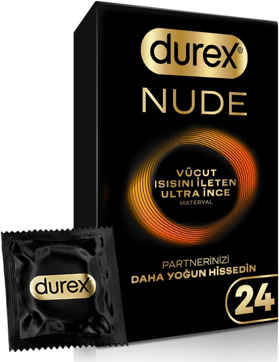 Durex Nude Ultra-Thin Condoms with Heatsync Technology for Real Feel, 24 Count