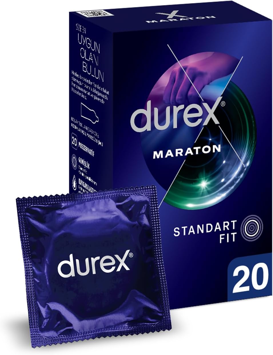 Durex Performa Delay Condoms, 20-Count, Benzocaine 5%, Easy-On, Extended Pleasure