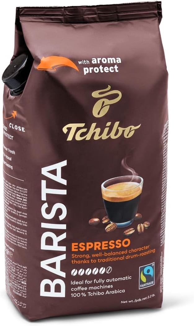 Tchibo Barista Espresso Whole Bean Coffee 1kg - Sustainable Arabica, Drum Roasted