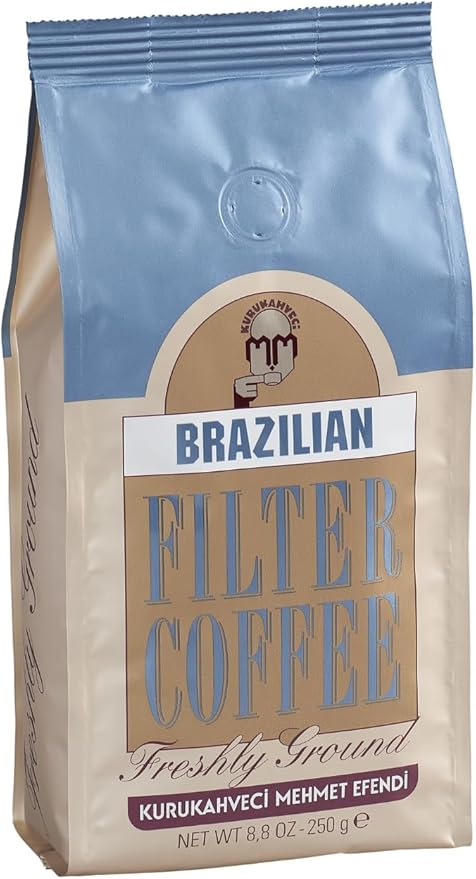 Kurukahveci Mehmet Efendi Brazilian Filter Coffee 250g - Rich, Aromatic, Freshly Ground Arabica