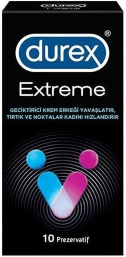 Durex Extreme 10 Delay Condoms: Ribbed, Dotted, Benzocaine Lubricant