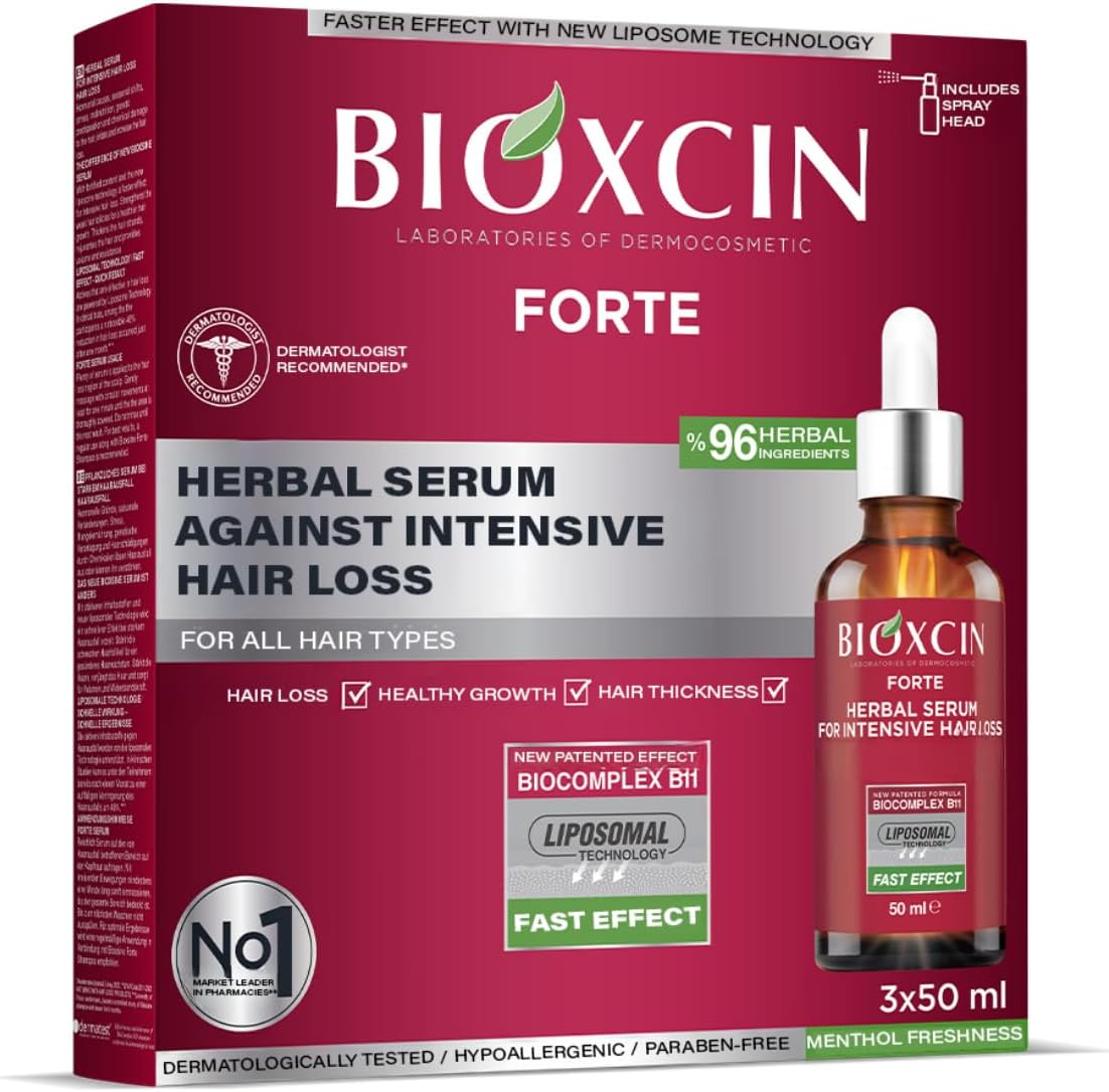 Bioxcin Forte Anti-Hair Loss Serum 3x50ml - Herbal Scalp Strengthening Treatment