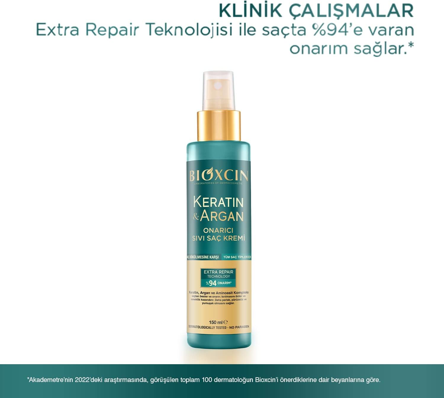 Bioxcin Keratin Argan Liquid Repair Hair Cream 150ml for Damaged Hair