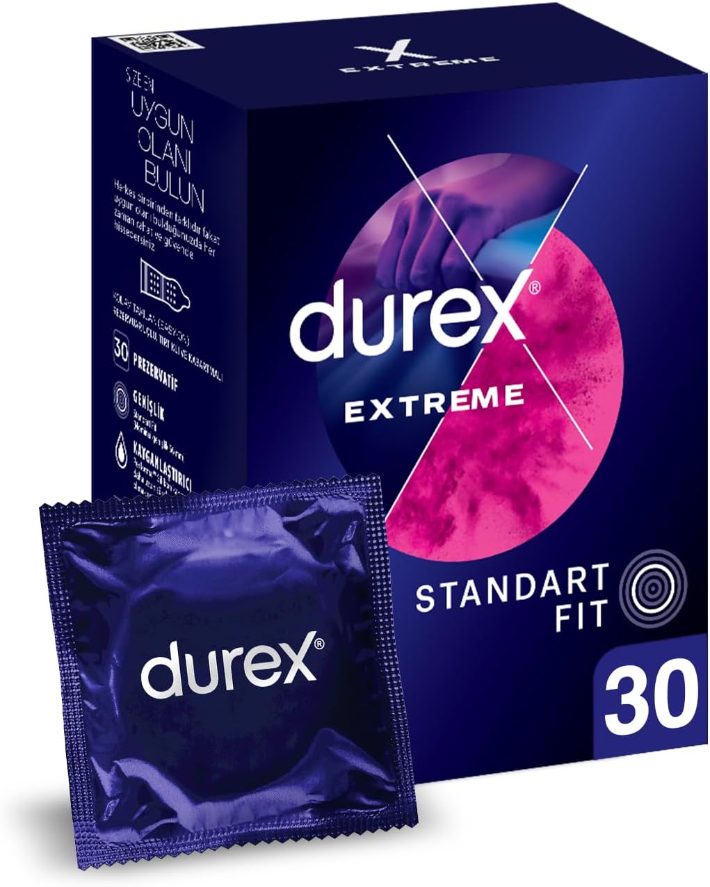 Durex Extreme Ribbed & Dotted Delay Condoms, 30-Count, Enhanced Pleasure
