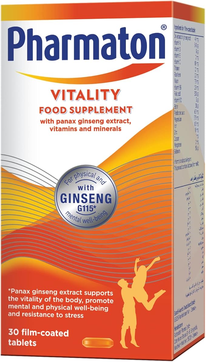 Pharmaton Daily Multivitamin Capsules with Ginseng G115 for Energy & Focus 30 Count