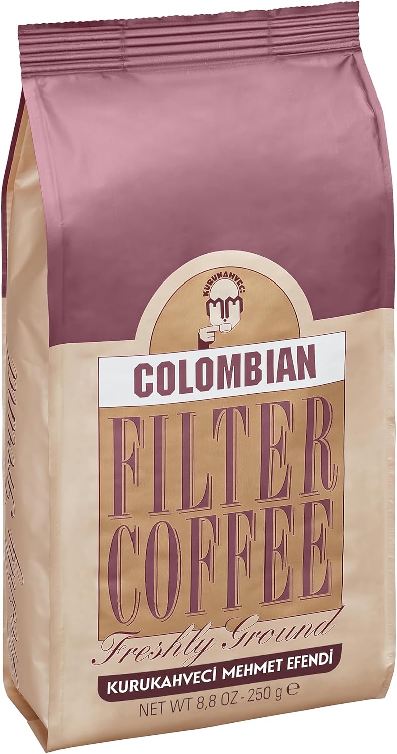 Kurukahveci Mehmet Efendi Colombian Filter Coffee 250g - Rich 100% Arabica Ground Beans