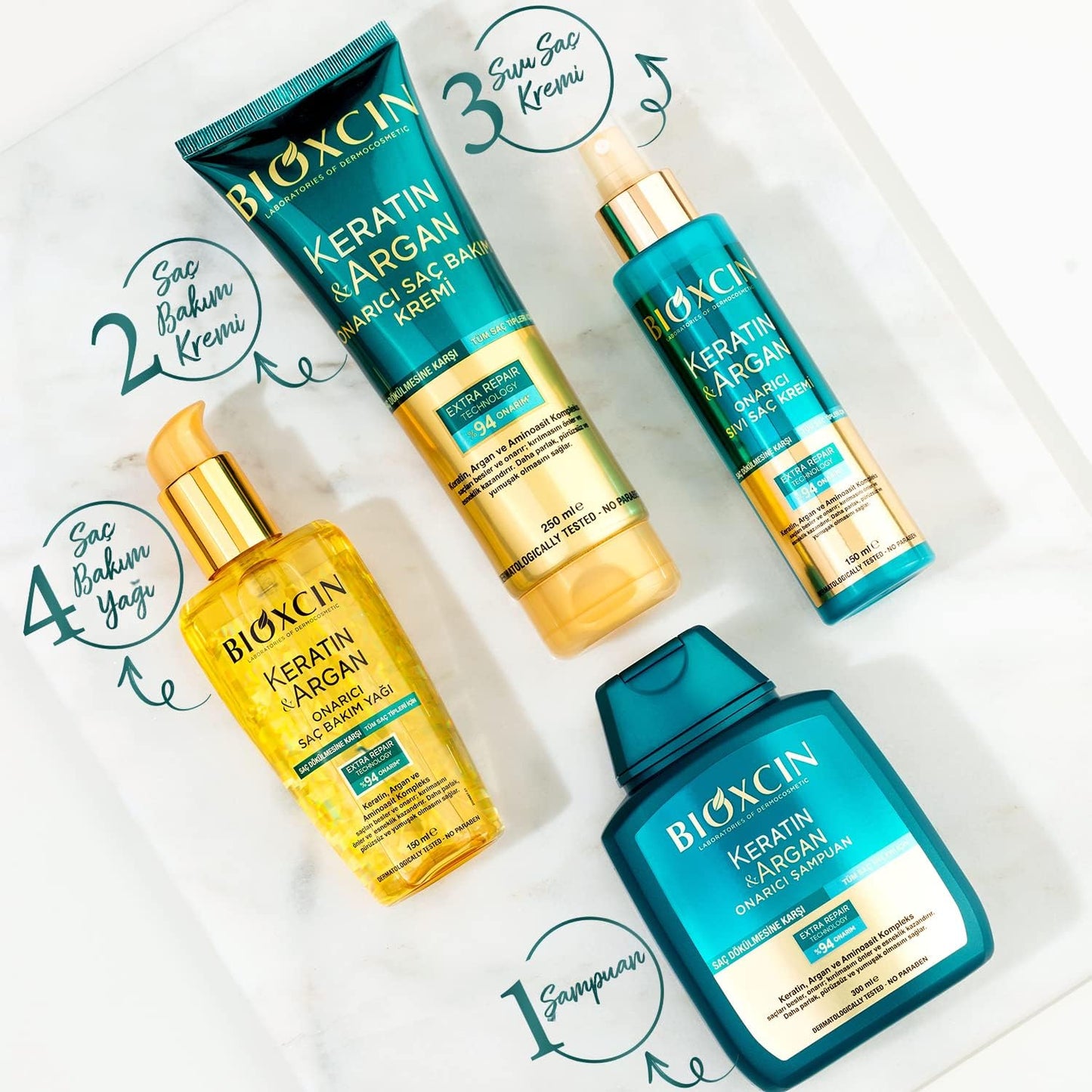 Bioxcin Keratin Argan Liquid Repair Hair Cream 150ml for Damaged Hair