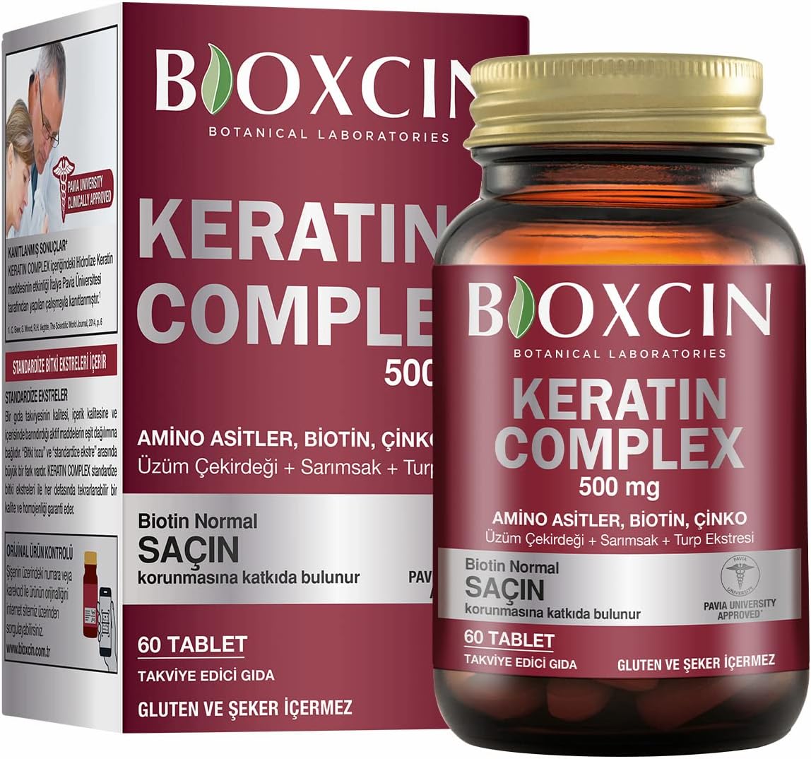 Bioxcin Forte Keratin Complex 500mg Hair Growth Supplement 60 Tablets Biotin Zinc