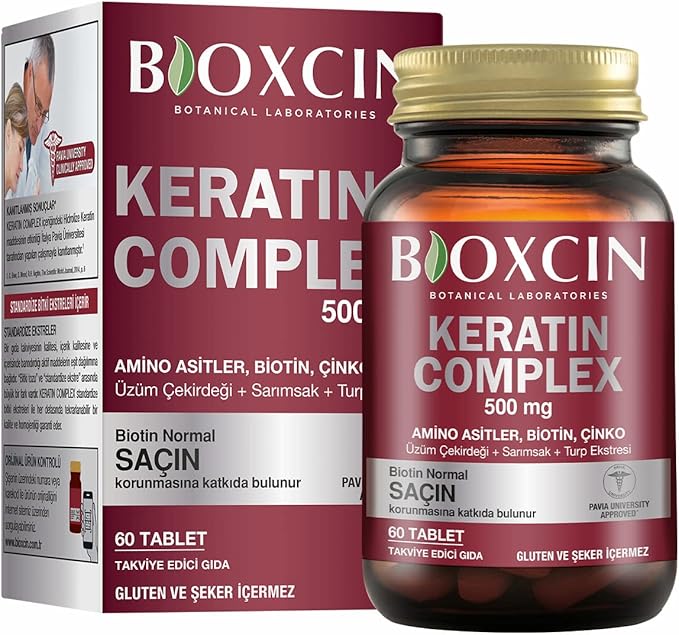 Bioxcin Forte Keratin Complex 500mg Hair Growth Supplement 60 Tablets Biotin Zinc