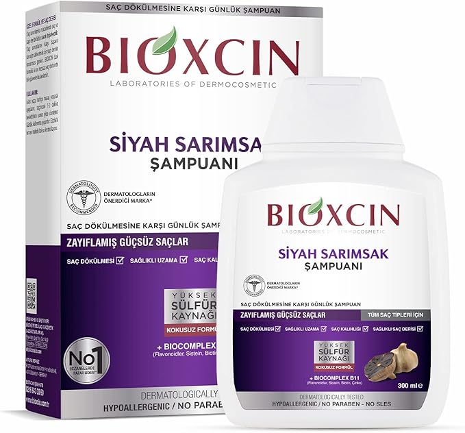 Bioxcin Black Garlic Anti-Hair Loss Herbal Shampoo: Strengthens & Adds Volume (300ml)