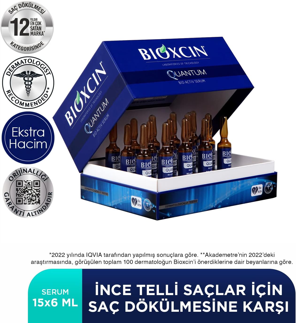 Bioxcin Quantum Bio-Activ Hair Thickening Serum Ampoules, 15x6ml 1-Month Supply