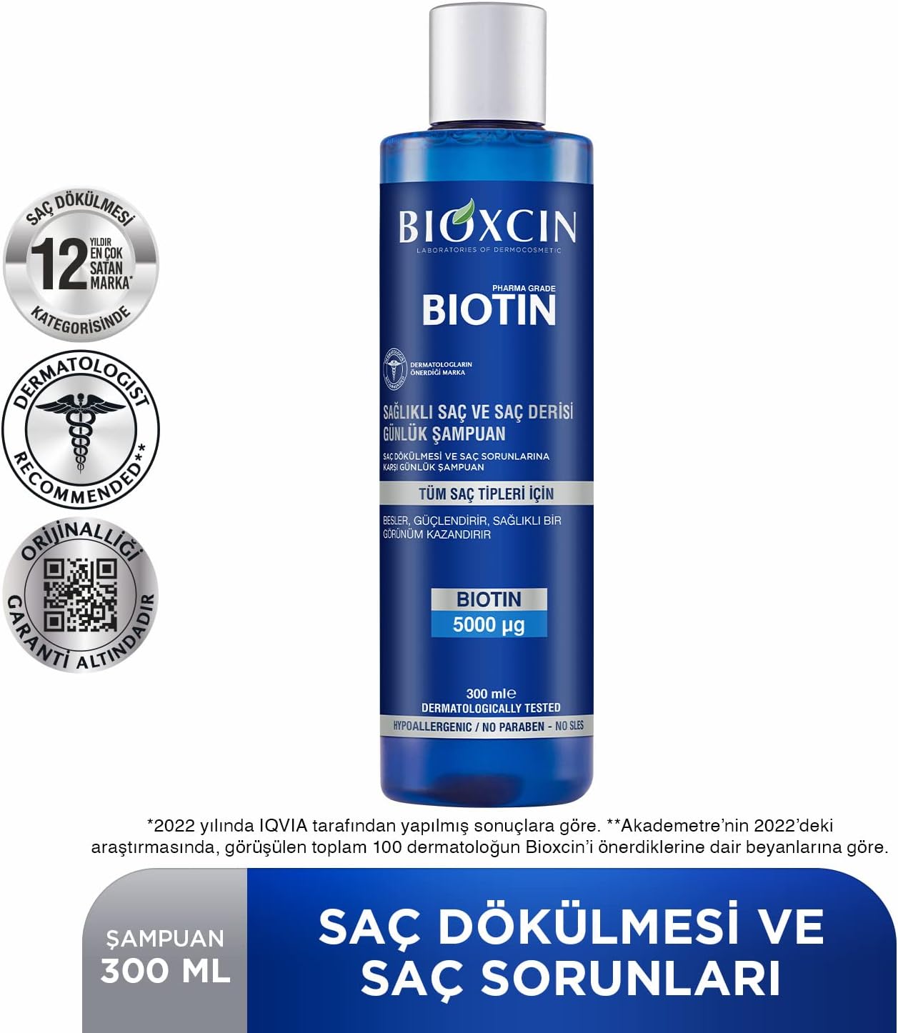Bioxcin Biotin Daily Shampoo: Healthy Hair & Scalp, 300ml Volume & Strength