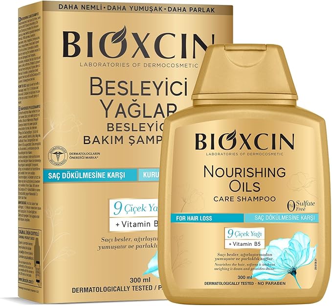 Bioxcin Nourishing Oils Anti-Hair Loss Shampoo for Dry, Damaged Hair, Sulfate-Free 300ml