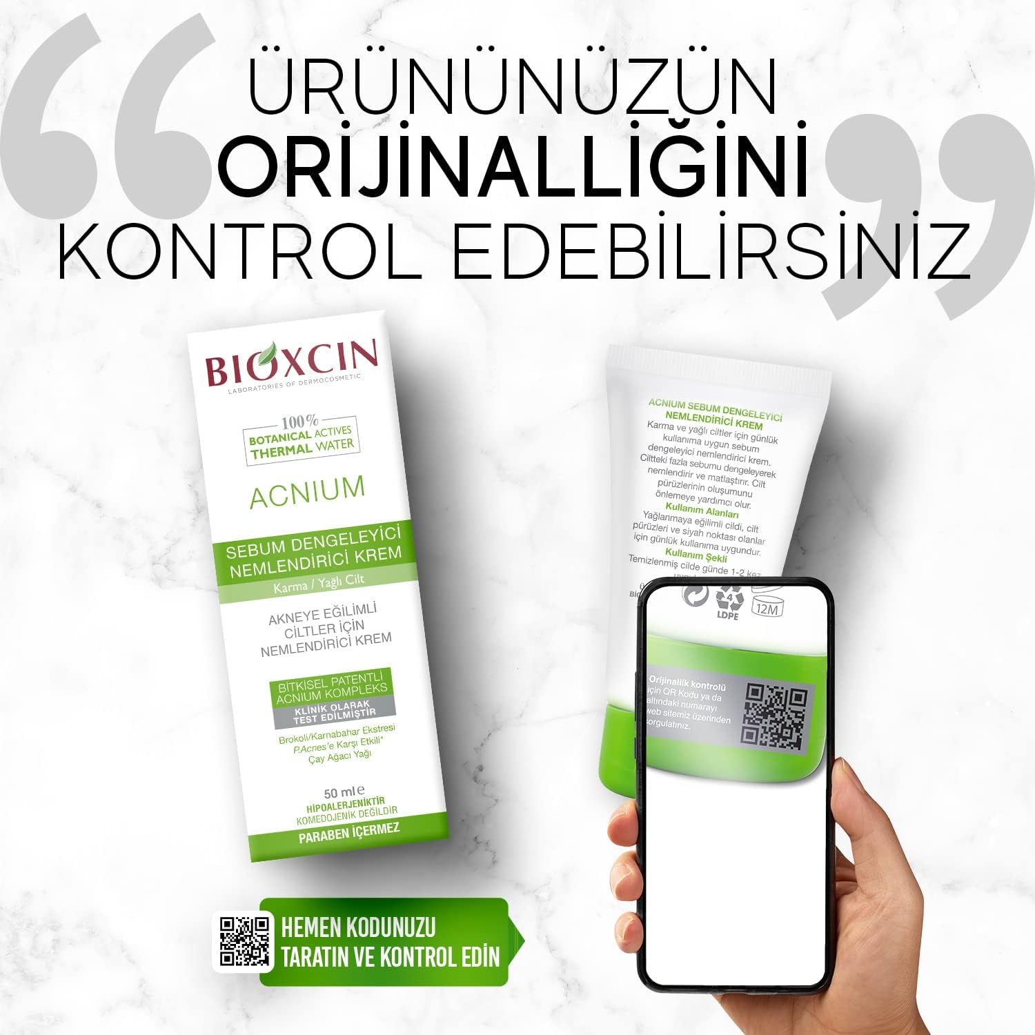 Bioxcin Acnium Balancing Moisturizer Cream 50ml for Oily Acne-Prone Skin