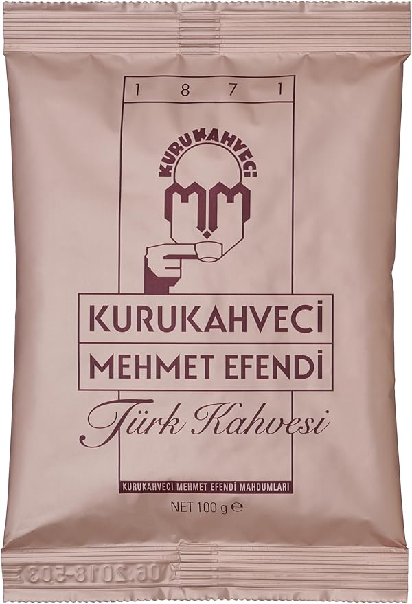 Authentic Kurukahveci Mehmet Efendi Ground Turkish Coffee, Rich Aroma, 100g Foil Pack