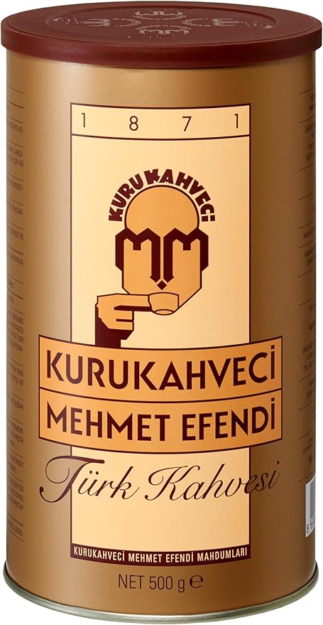 Premium Authentic Kurukahveci Mehmet Efendi Turkish Coffee, Finely Ground Arabica, 500g Tin