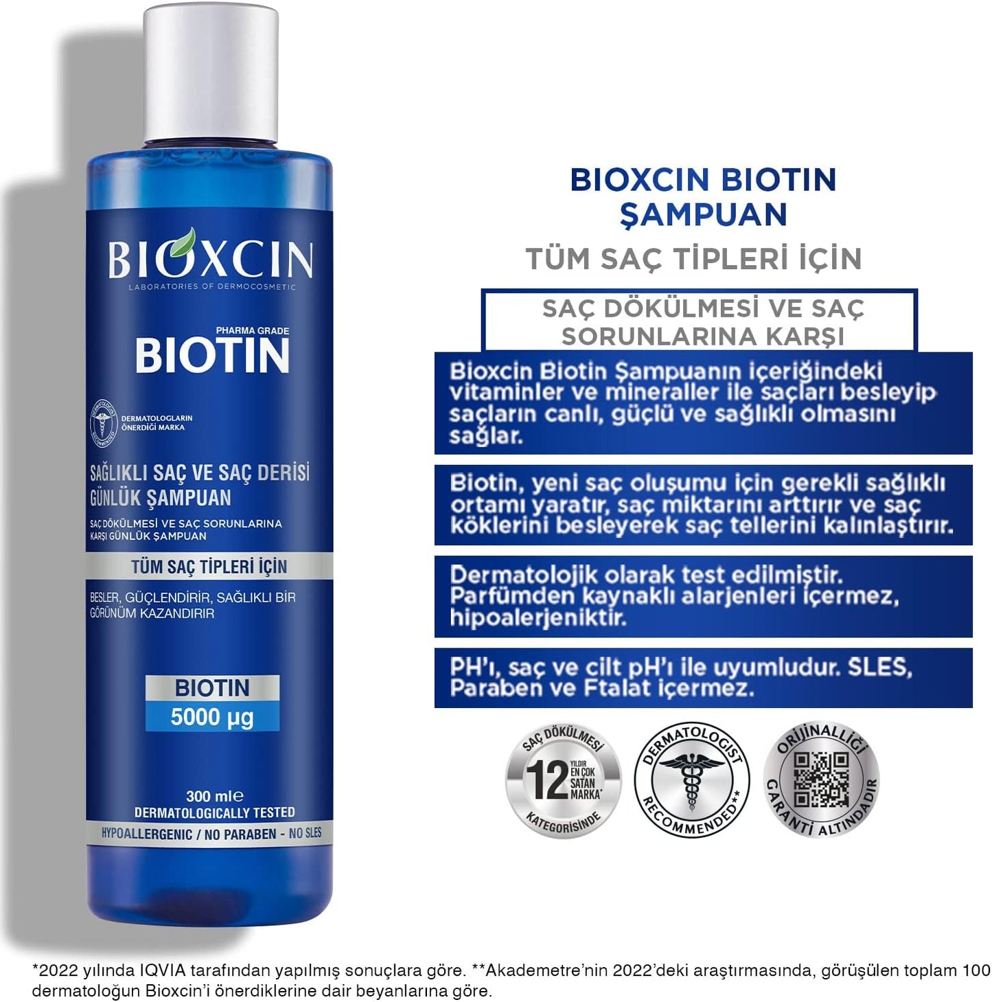 Bioxcin Biotin Daily Shampoo: Healthy Hair & Scalp, 300ml Volume & Strength