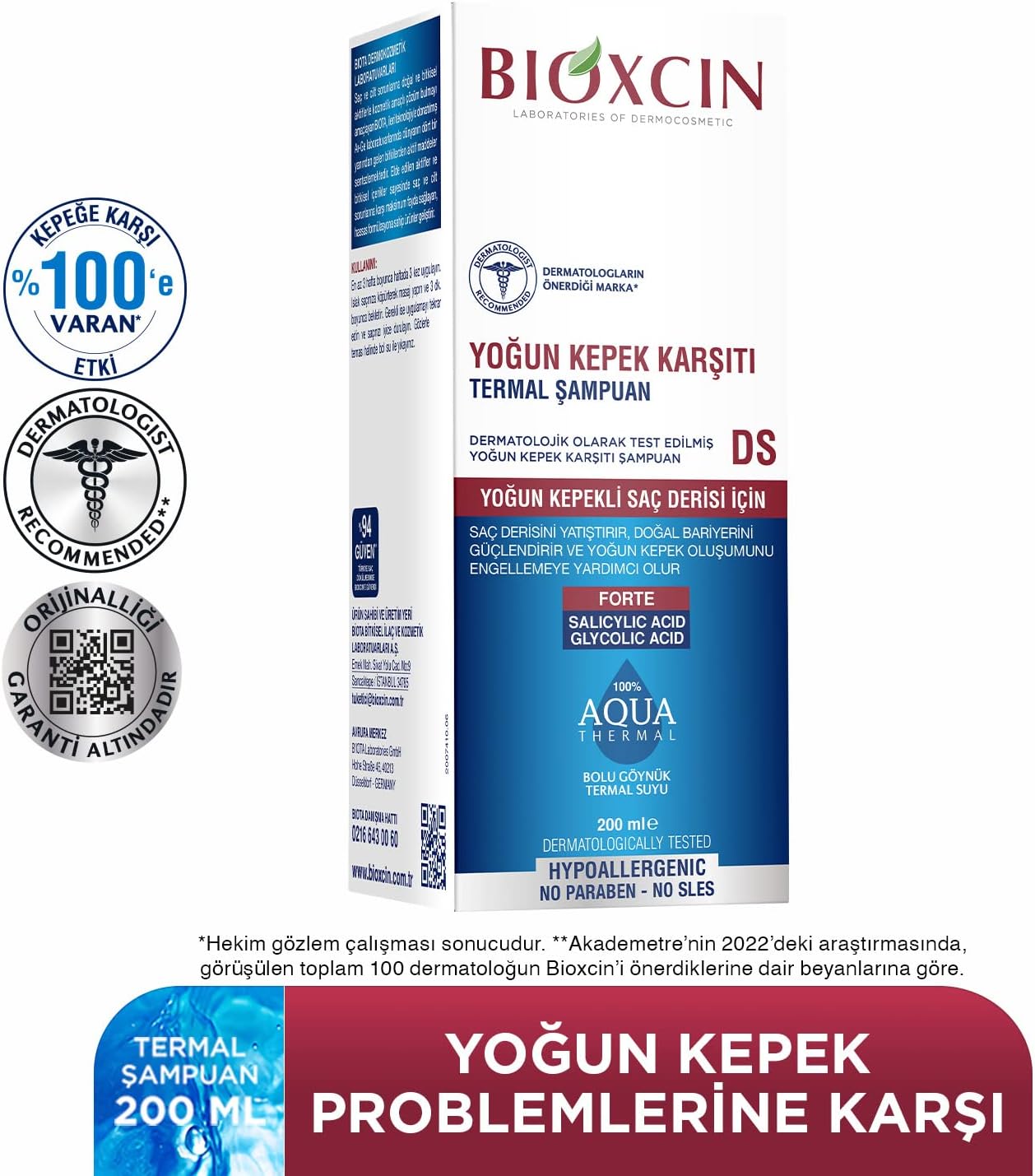 Bioxcin Aqua-Thermal Intensive Anti-Dandruff Shampoo with Probiotics & Thermal Water, 200ml