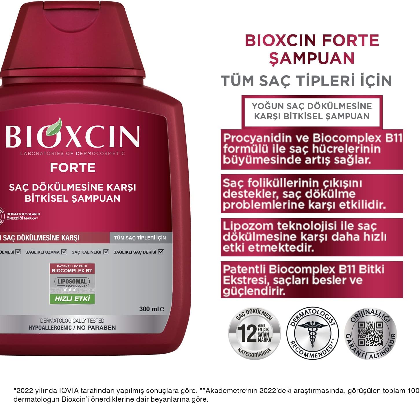 Bioxcin Forte Anti-Hair Loss Herbal Shampoo 900ml for Stronger Healthier Hair