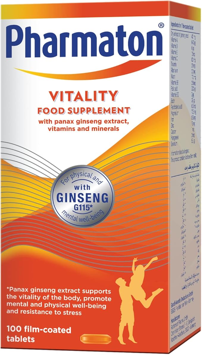 Pharmaton Vitality Daily Energy Supplement with Panax Ginseng, 100 Tablets