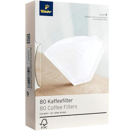 Tchibo Coffee Filter Paper - Size 4, 80 Pieces, White