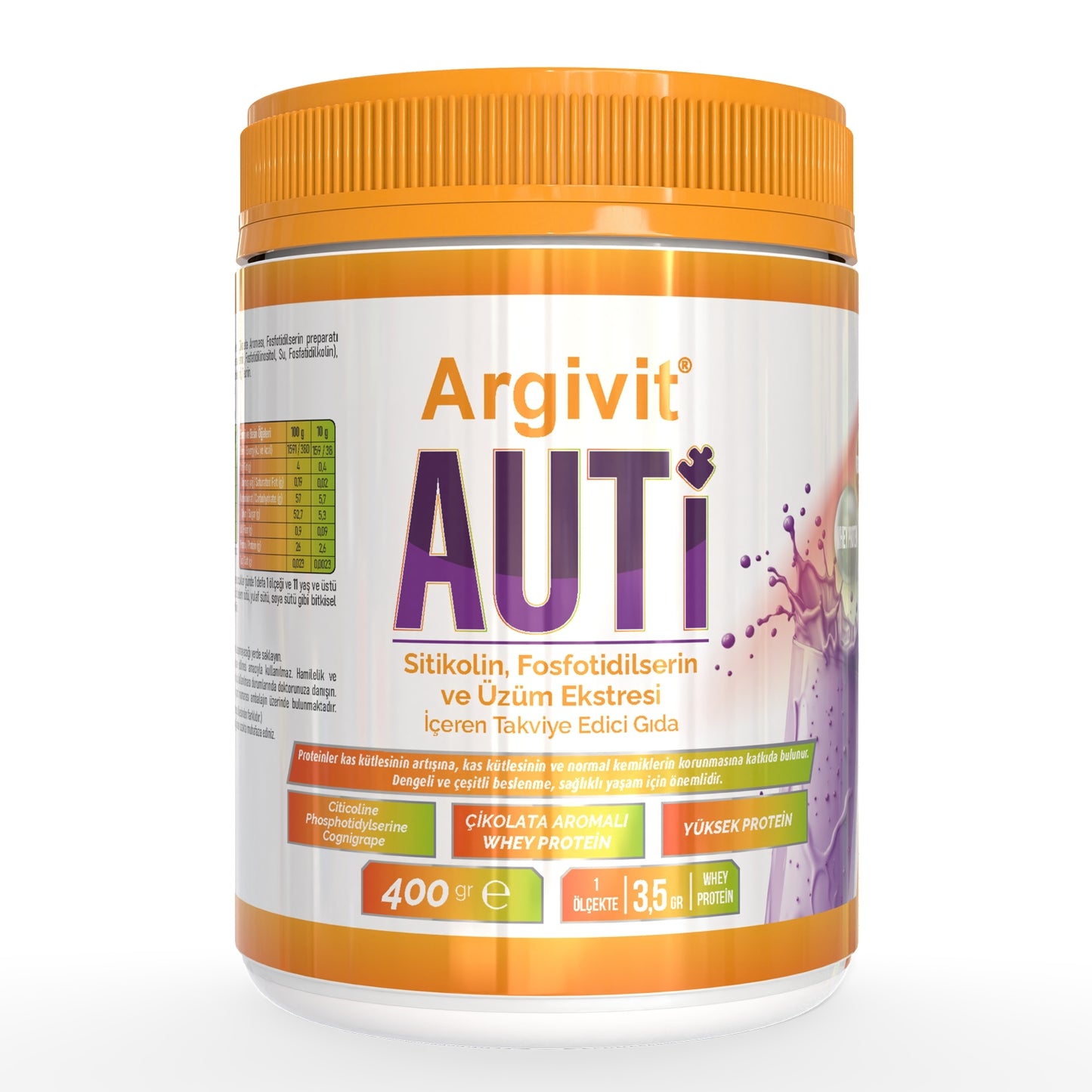 Argivit Auti Cognitive Support Powder with Citicoline, Phosphatidylserine, Grape Extract