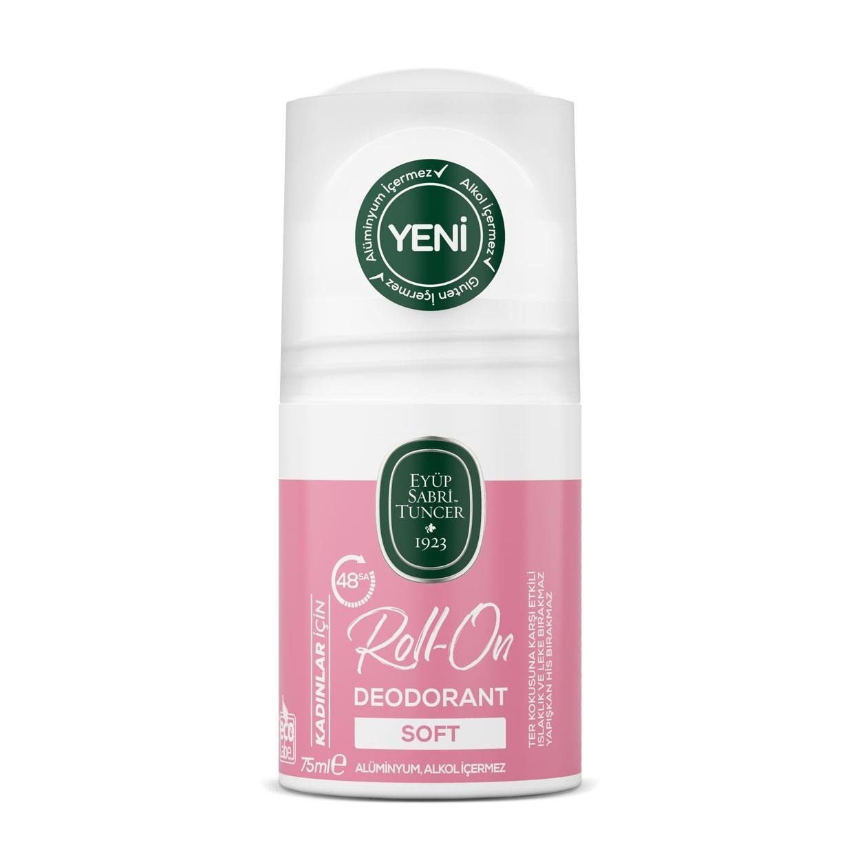 Eyüp Sabri Tuncer Soft Women's Roll-On Deodorant 75ml - 48H, Aluminum-Free, Vegan
