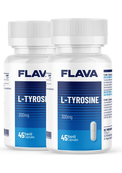 Flava L-Tyrosine 90 Capsules (2x45 Pack) for Focus, Mood, Energy