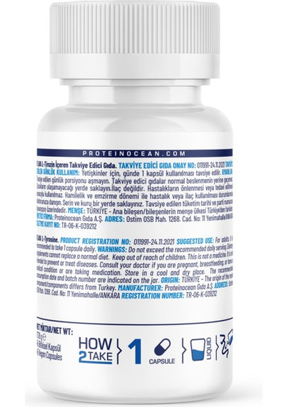 Flava L-Tyrosine 90 Capsules (2x45 Pack) for Focus, Mood, Energy
