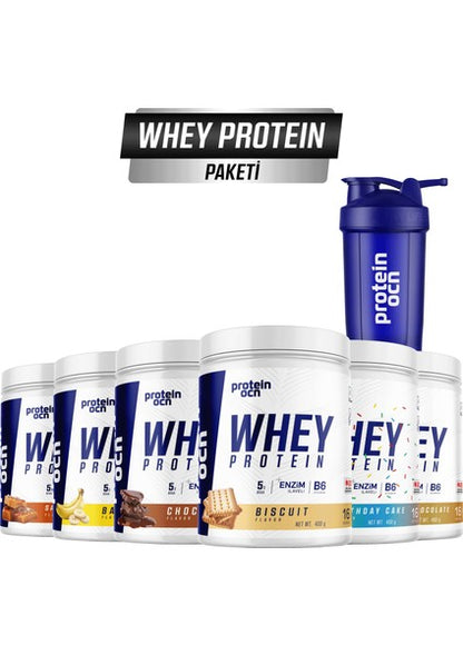 Proteinocean Premium Whey Protein 6-Pack Assorted Flavors + Shaker 2.4kg Muscle Growth