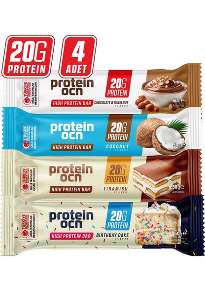 Proteinocean Mixed Box High Protein Bars - 50g x 4, Low Sugar Whey
