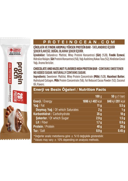 Proteinocean Mixed Box High Protein Bars - 50g x 4, Low Sugar Whey