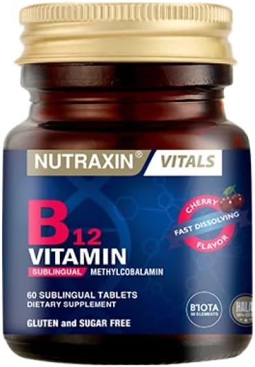 Nutraxin B12 1000mcg Methylcobalamin Sublingual Tablets: Vegan, Fast-Absorbing, 60 Count