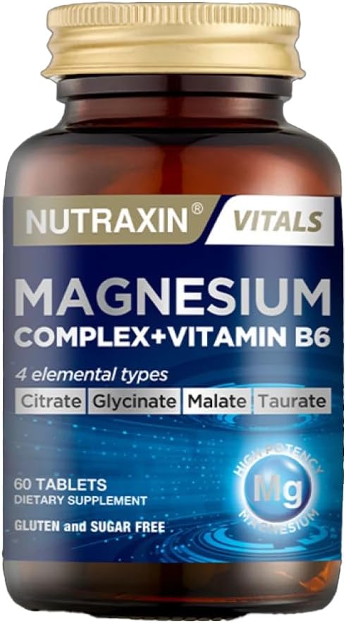 Nutraxin Magnesium Complex + B6 for Energy, Muscle, Bone, Nerve Support