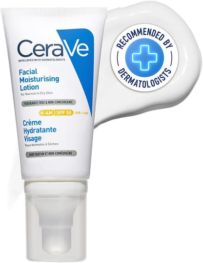 CeraVe AM Facial Moisturizer SPF50: Daily Hydrating Protection for Normal to Dry Skin