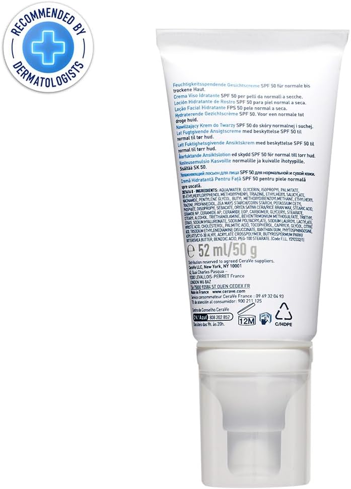 CeraVe AM Facial Moisturizer SPF50: Daily Hydrating Protection for Normal to Dry Skin