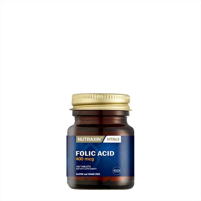 Nutraxin Vitals Folic Acid 400 mcg 100 Tablets Essential Vitamin B9 Supplement