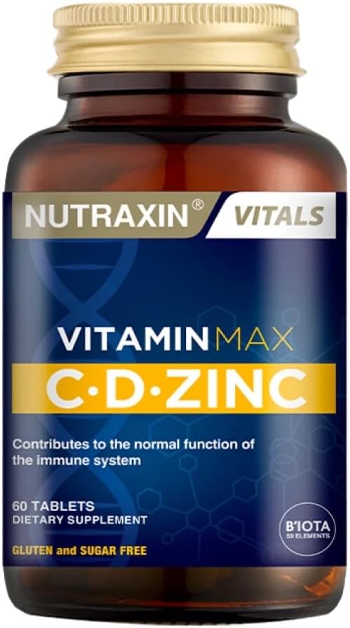 Nutraxin Vitamin Max C-D-Zinc: 60 Tablets, High Potency Immunity Support