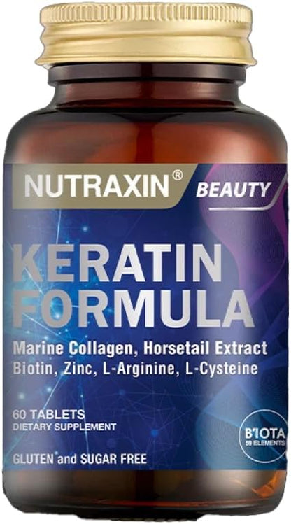 Nutraxin Beauty Keratin Formula 60 Tablets: Advanced Hair, Skin, Nail Support Supplement